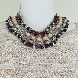 Custom Made Pink/Brown Statement Necklace.